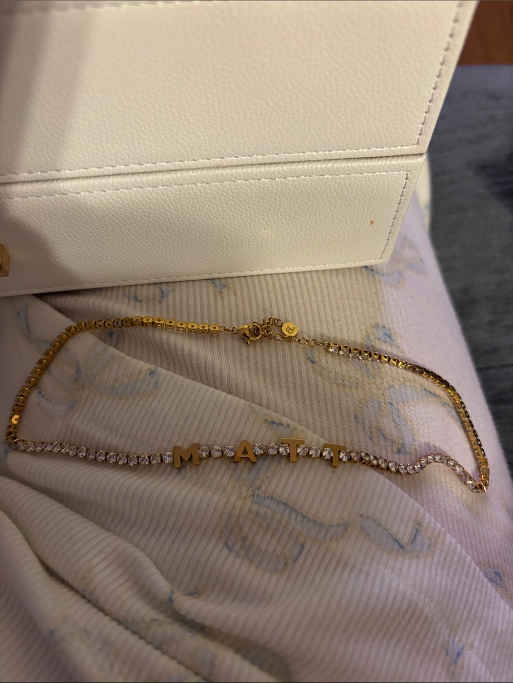 Gold 'MATT' Letter Tennis Necklace - Women Jewelry